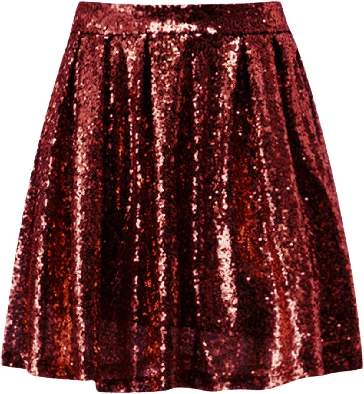 Women's Fashion High Waist Pleated Solid Color Short Skirt Loose Sequin Skirt Tutu