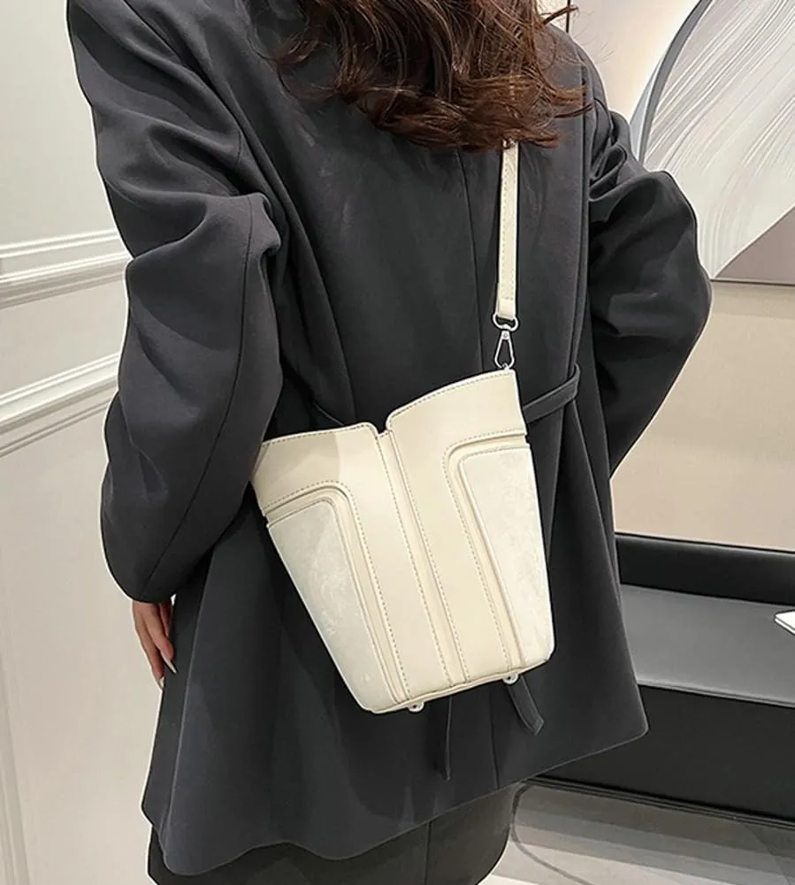 Womens Fashion Shoulder Crossbody Bag Vegan leather Tote Bucket Purse Small Handbags Satchel 2pcs 2024