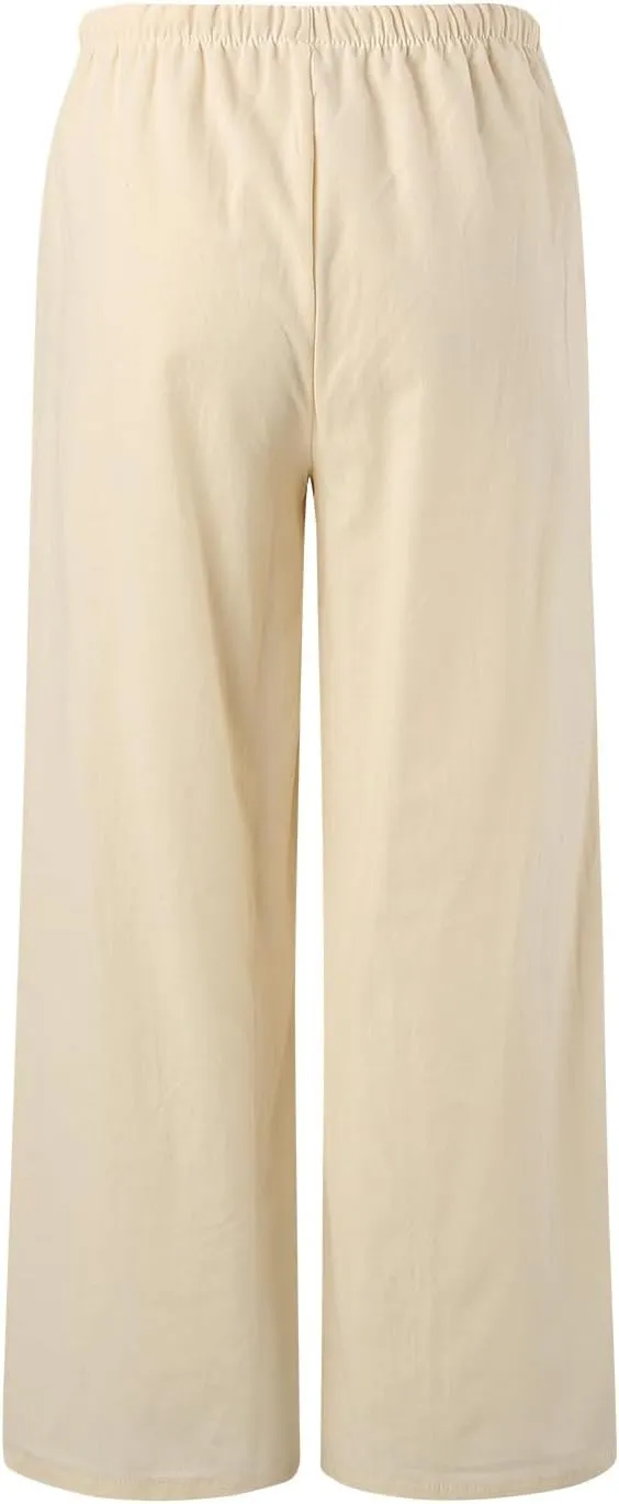 Women's Fleece Lined Hiking Pants Winter Button Vacation Leggings with Pockets Flare Leggings Wide Leg