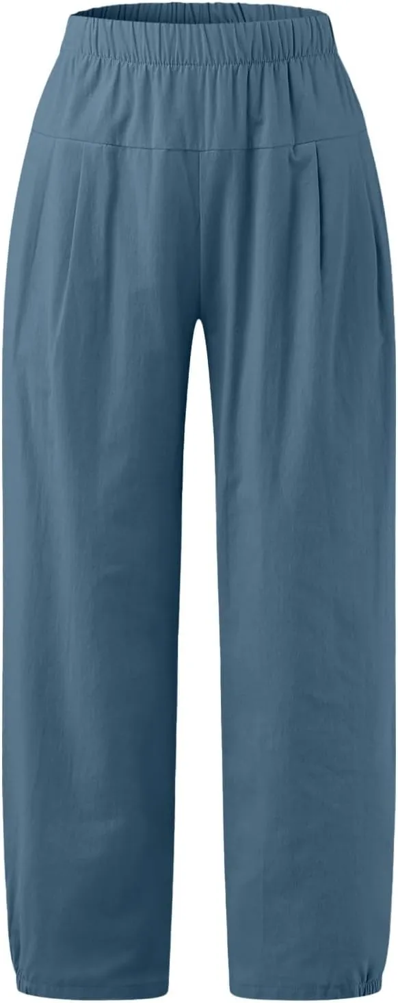 Women's Fleece Lined Hiking Pants Winter Button Vacation Leggings with Pockets Flare Leggings Wide Leg