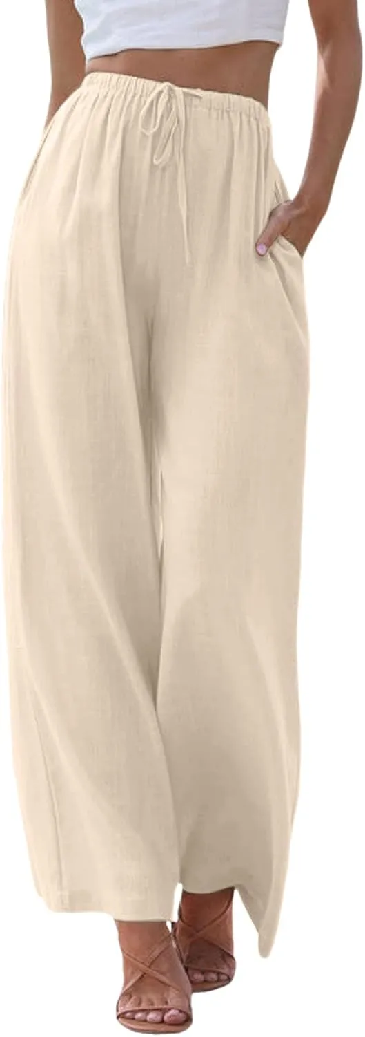 Women's Fleece Lined Hiking Pants Winter Button Vacation Leggings with Pockets Flare Leggings Wide Leg