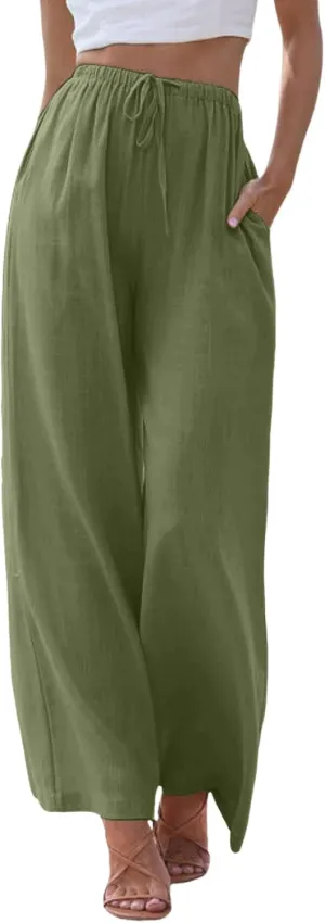 Women's Fleece Lined Hiking Pants Winter Button Vacation Leggings with Pockets Flare Leggings Wide Leg