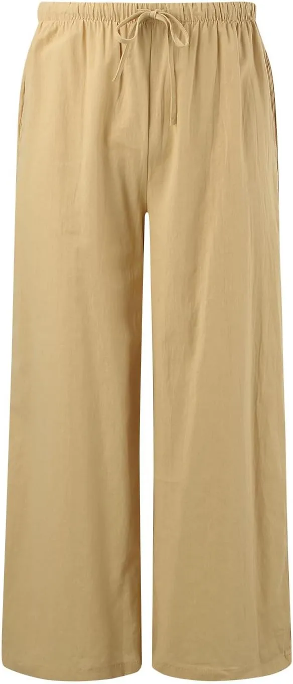 Women's Fleece Lined Hiking Pants Winter Button Vacation Leggings with Pockets Flare Leggings Wide Leg