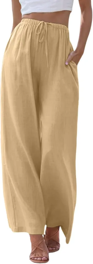 Women's Fleece Lined Hiking Pants Winter Button Vacation Leggings with Pockets Flare Leggings Wide Leg