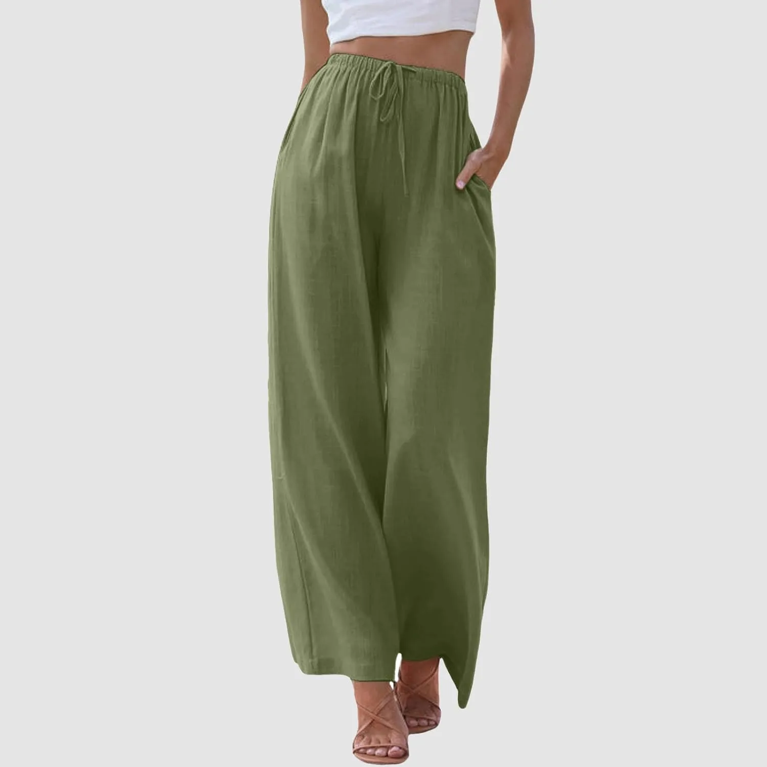 Women's Fleece Lined Hiking Pants Winter Button Vacation Leggings with Pockets Flare Leggings Wide Leg