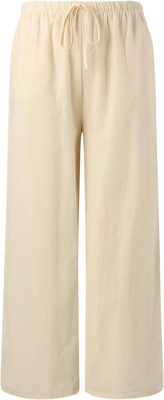 Women's Fleece Lined Hiking Pants Winter Button Vacation Leggings with Pockets Flare Leggings Wide Leg