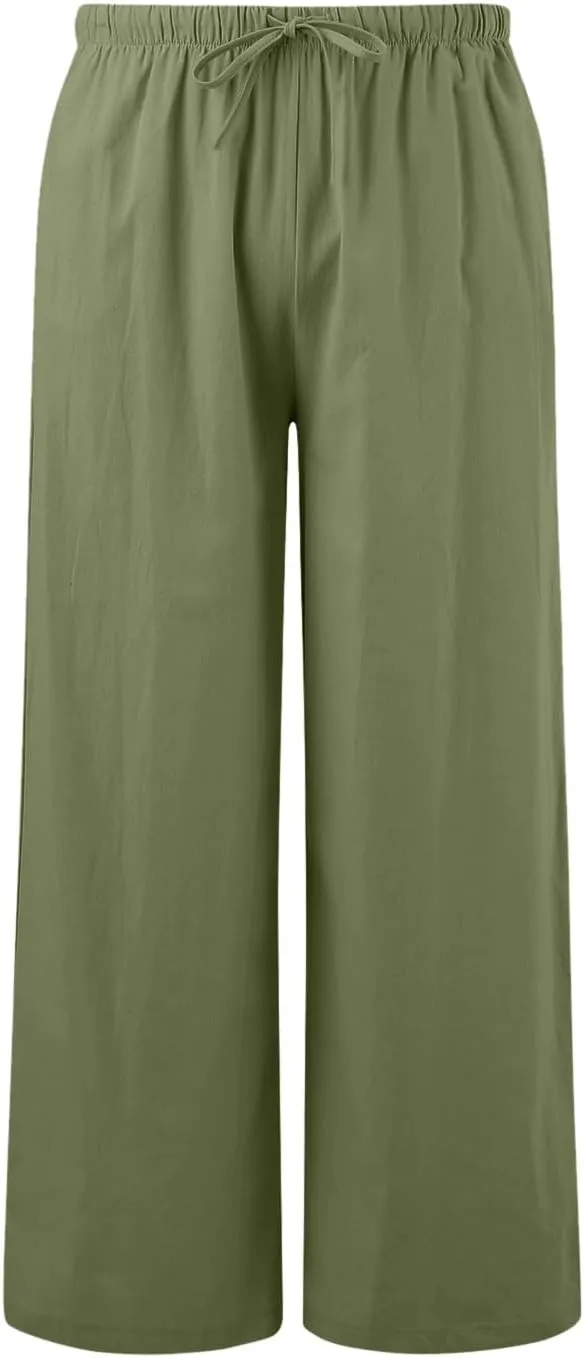 Women's Fleece Lined Hiking Pants Winter Button Vacation Leggings with Pockets Flare Leggings Wide Leg
