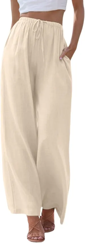 Women's Fleece Lined Hiking Pants Winter Button Vacation Leggings with Pockets Flare Leggings Wide Leg