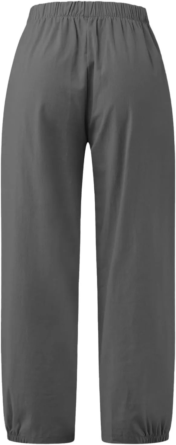 Women's Fleece Lined Hiking Pants Winter Button Vacation Leggings with Pockets Flare Leggings Wide Leg