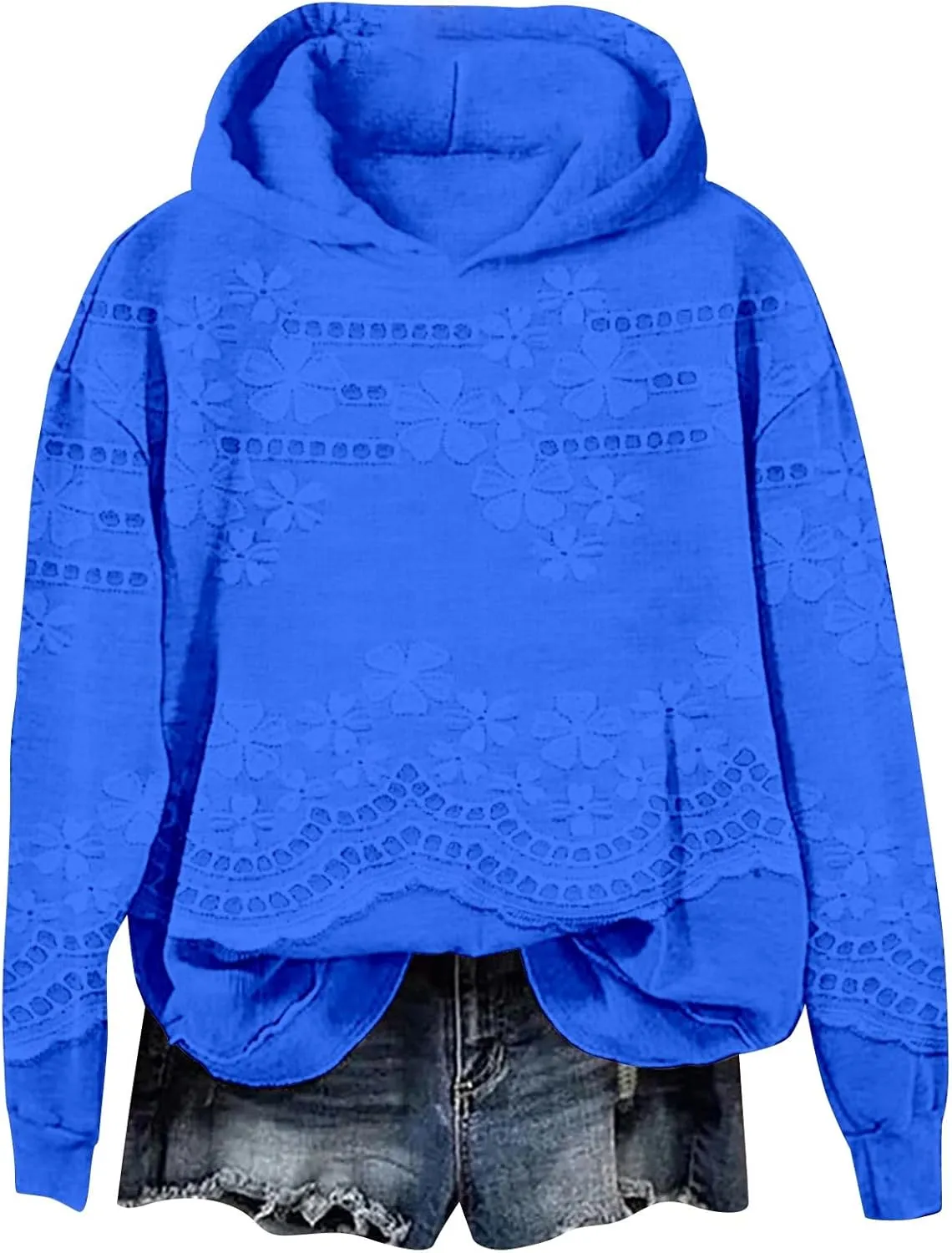 Womens Floral Hoodie Elegant Long Sleeve Sweatshirt Soft Oversized Pullover Flower Fall Winter Athleisure Streetwear