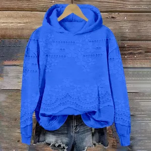 Womens Floral Hoodie Elegant Long Sleeve Sweatshirt Soft Oversized Pullover Flower Fall Winter Athleisure Streetwear