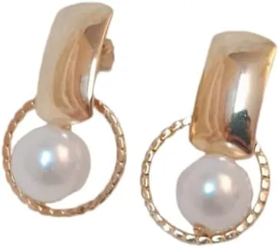 Women's Gold Plated Pearl Drop Fashion Earrings for Women | White Pearl Hanging Drop Fashion Earrings