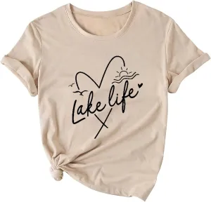 Womens Graphic Tees Funny Sayings Letter Print Casual Top Workout Basic Tunic Shirt