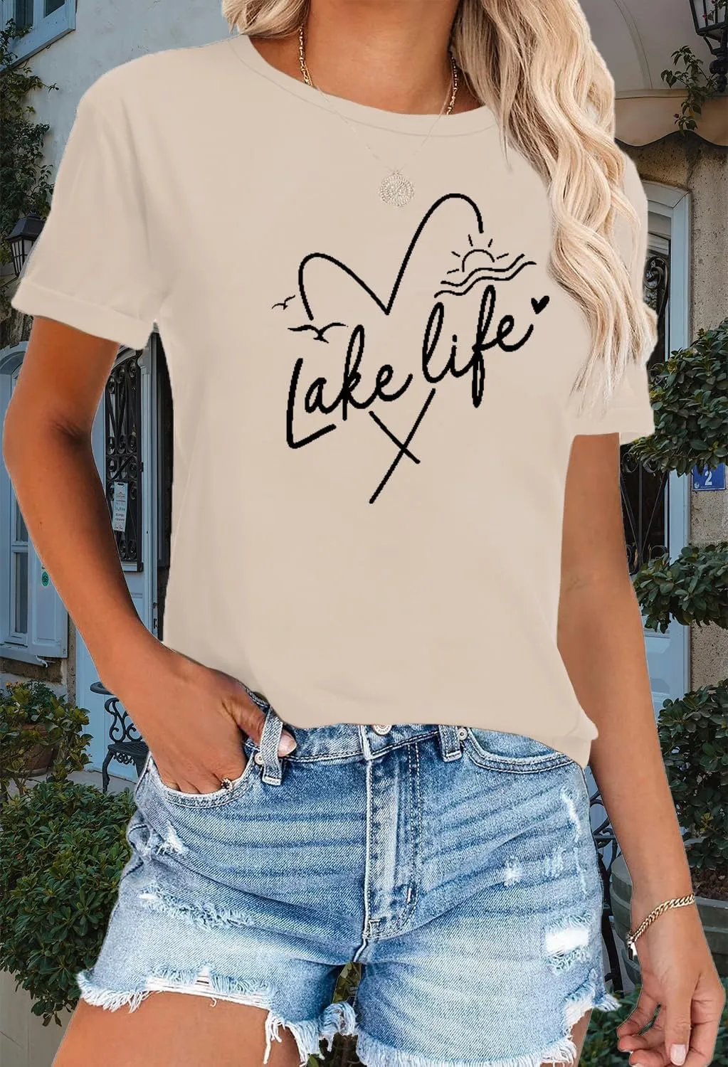 Womens Graphic Tees Funny Sayings Letter Print Casual Top Workout Basic Tunic Shirt