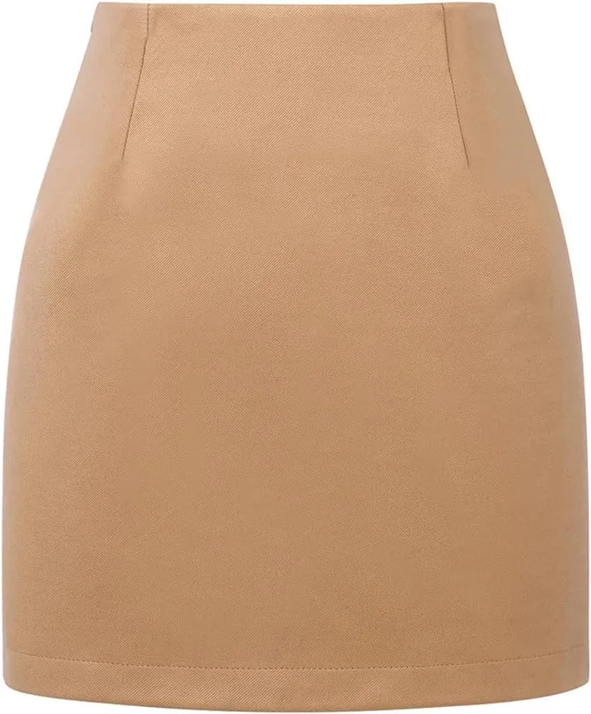 Womens High Waisted Plaid Skirt Fall Winter Mini Wool Bodycon Pencil A line Skirts