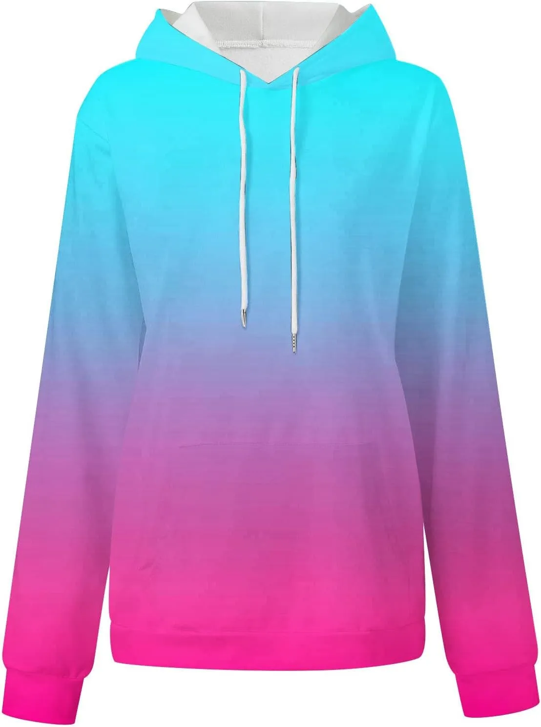 Womens Hoodies Oversized Sweatshirts Pullover Fashion Autumn And Winter Color Gradient Printing Casual Pockets Long