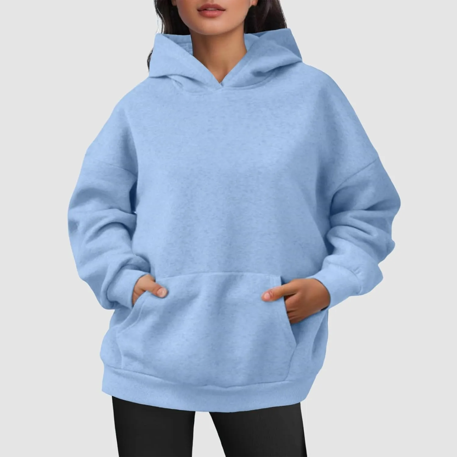 Womens Hoodies Oversized Sweatshirts Pullover Fleece Sweaters Long Sleeve With Pockets Winter Fall Outfits Y2k Clothes