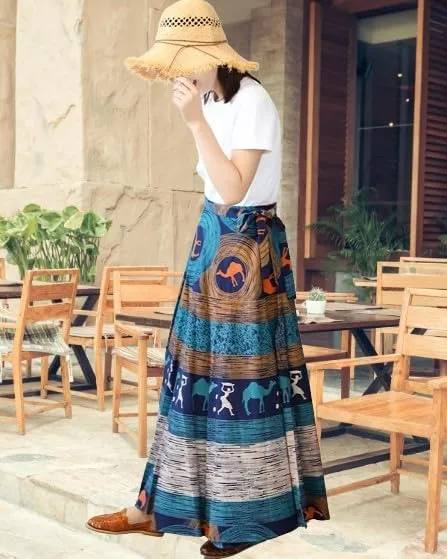 Women's Indian Cotton Wrap Skirts Boho Long Skirt Handmade Wrap Skirt