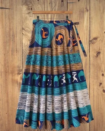 Women's Indian Cotton Wrap Skirts Boho Long Skirt Handmade Wrap Skirt