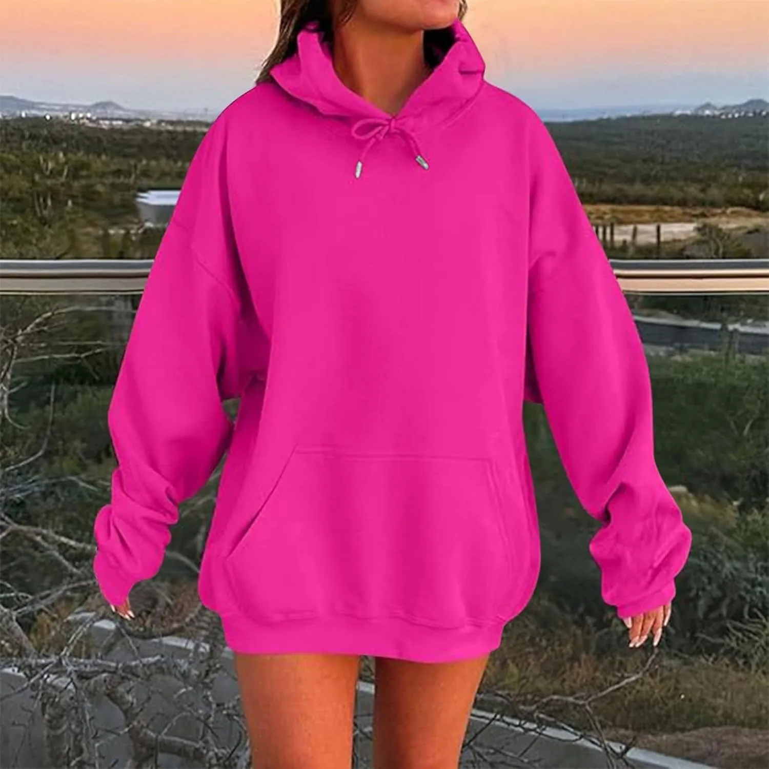 Womens Oversized Hoodies Fleece Sweatshirts Long Sleeve Fleece Sweater Pocket Pullover Fall Outfit Winter Fashion Y2k Clothes