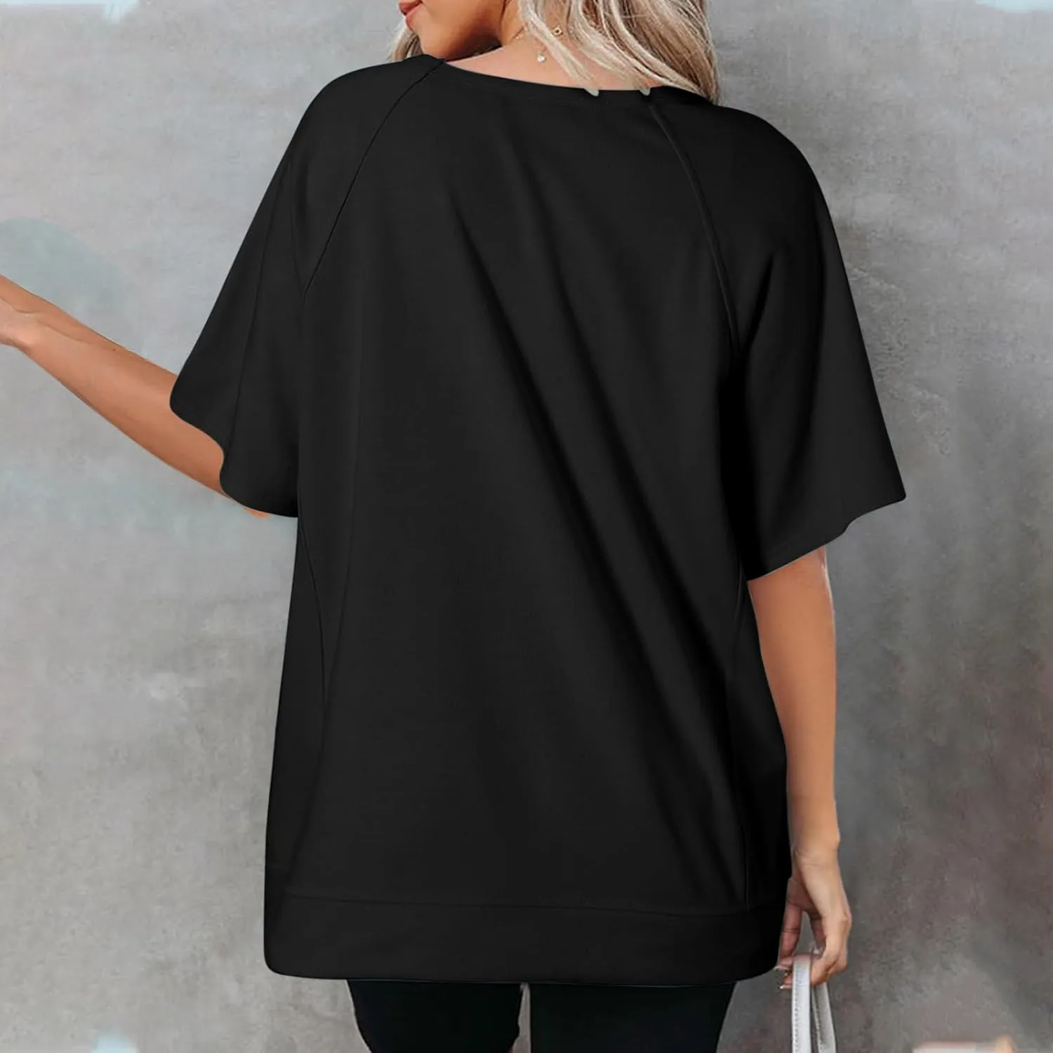 Women's Oversized Shirts Short Sleeves Crewneck Plus Size Loose Casual T-Shirt Pullover Sweatshirt Blouses Tops