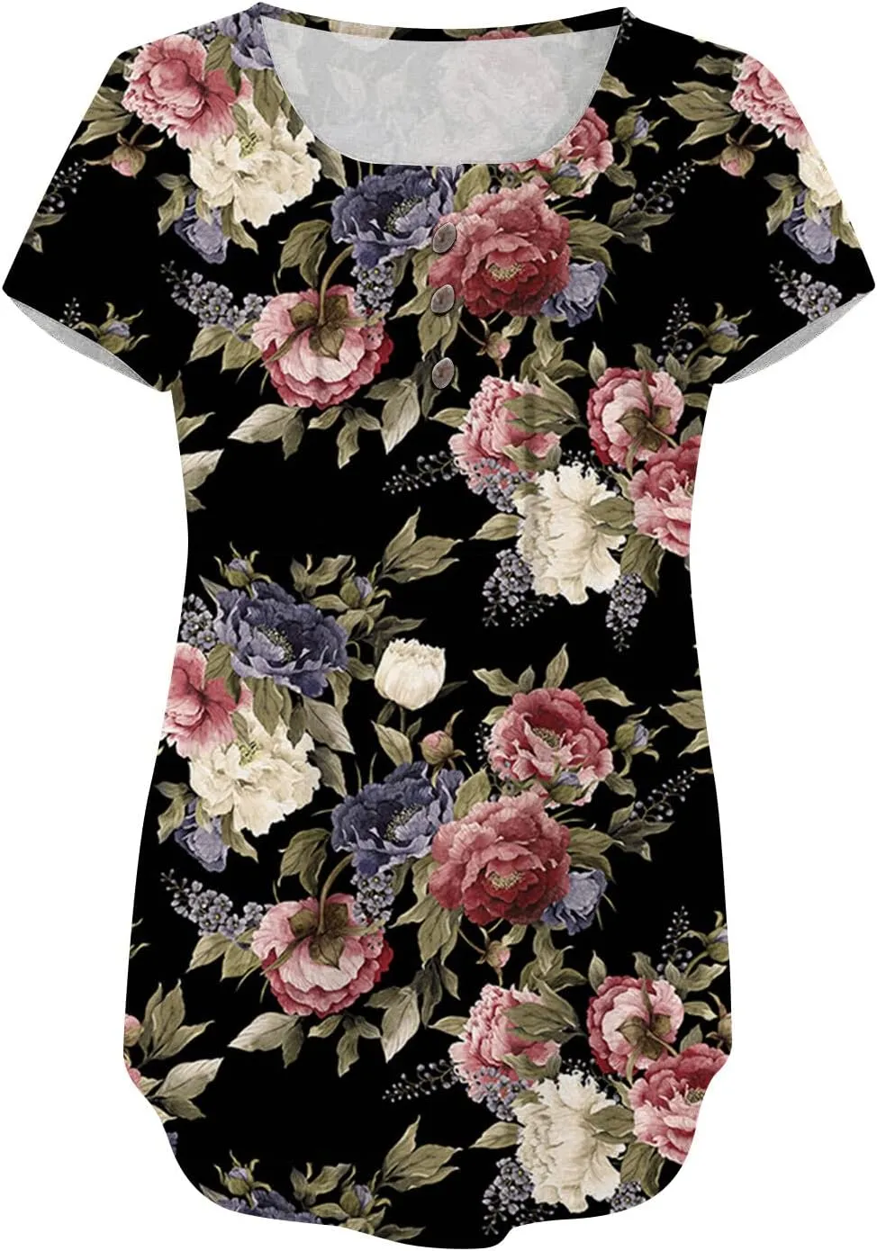 Womens Summer Tops 2025 Dressy Casual Short Sleeve Button V Neck T Shirts Trendy Cute Tees Bloral Boho Tunic Blouses