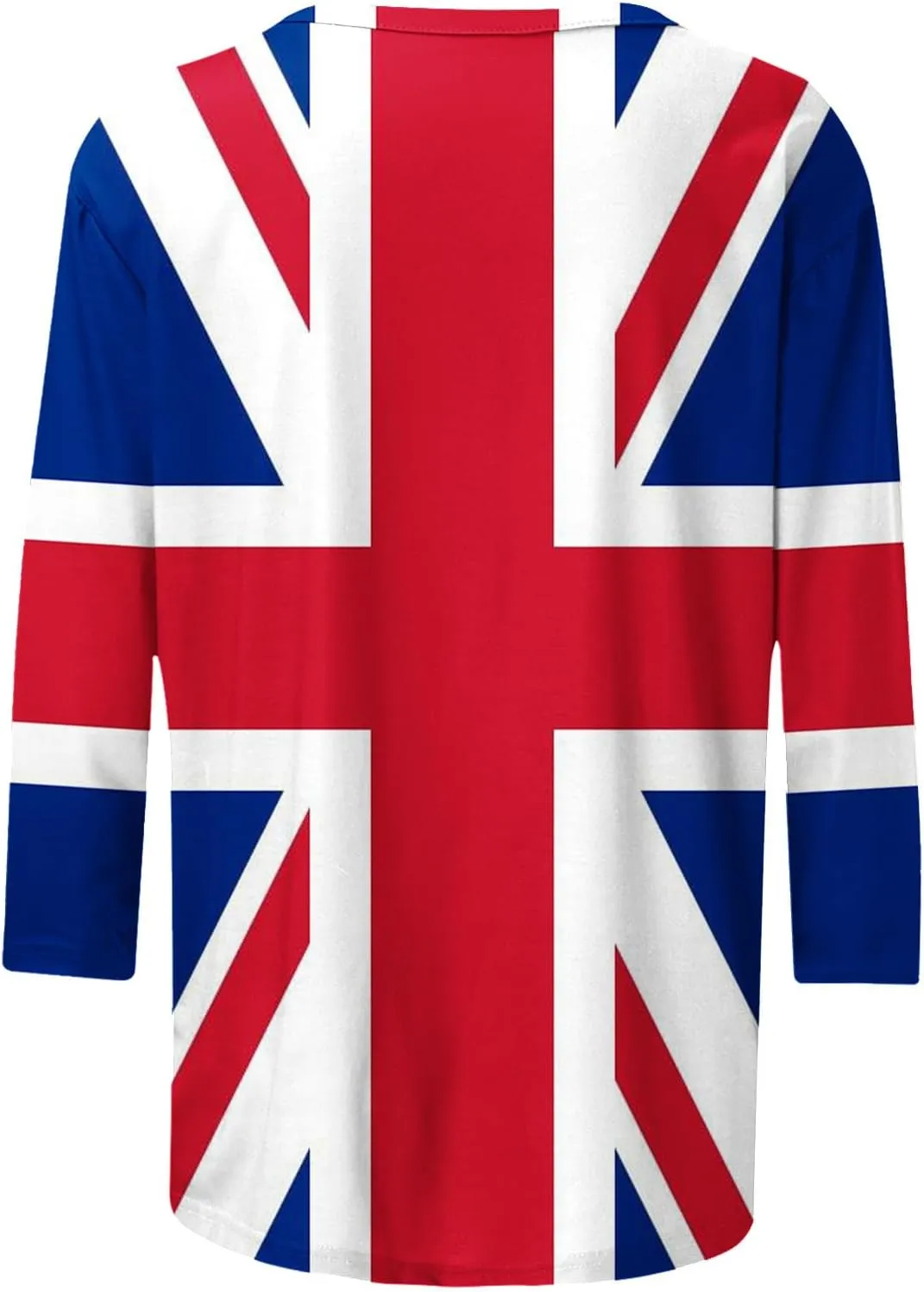 Women's T-Shirts UK Flag Print Shirts 3/4 Sleeve Crew Neck Vintage Tee Tops United Kingdom British Flag Blouses