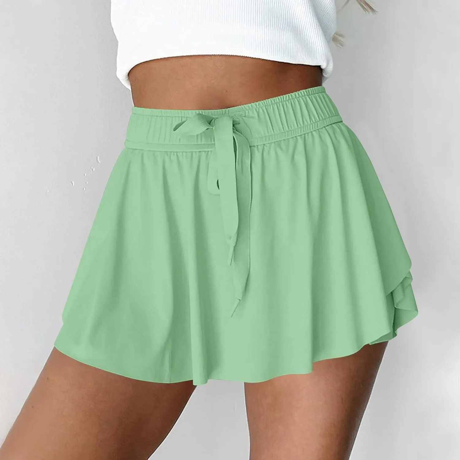 Women's Tennis Skirt Shorts Crossover High Waisted Athletic Golf Skorts Running Workout Skirts with Pockets, S-XL