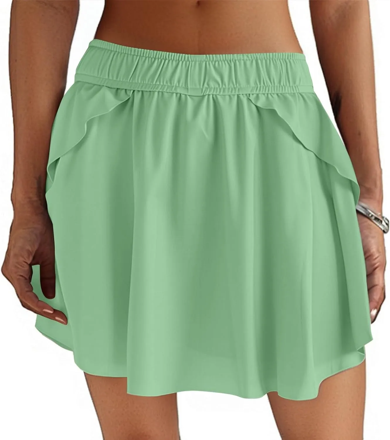 Women's Tennis Skirt Shorts Crossover High Waisted Athletic Golf Skorts Running Workout Skirts with Pockets, S-XL