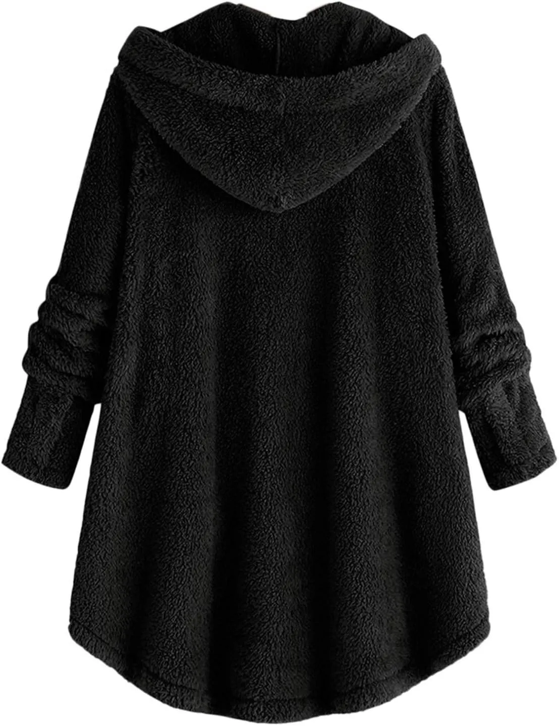 Womens Winter Jacket Coats Button Hem Plus Size Hoodie Top Sweater Blouse Thermal Sweatshirt Outerwear Women