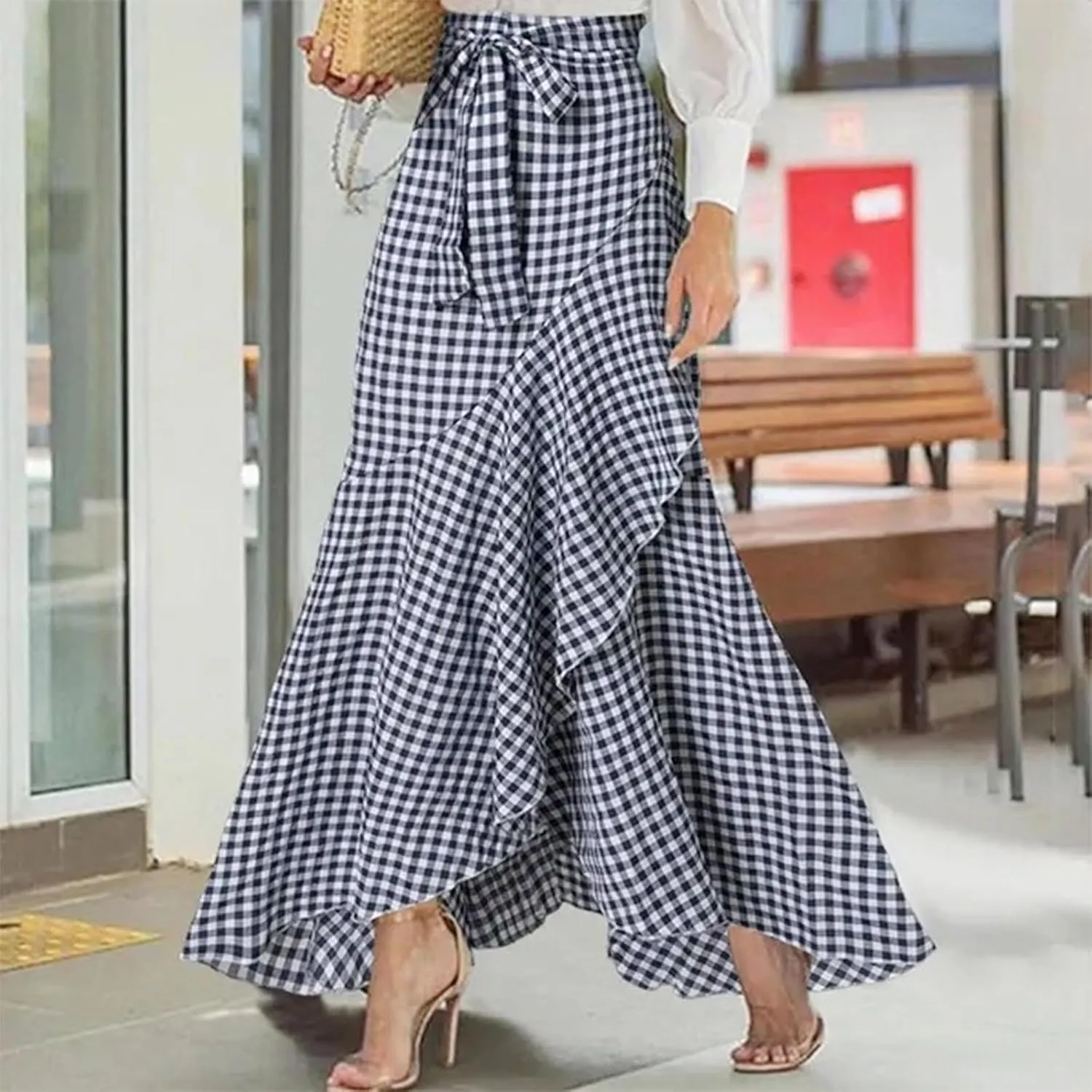 Womens Wrap High Cut Criss Cross Maxi Long Loose Fit Skorts for Women Dressy Skort 2025 Y2K