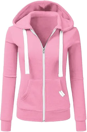Womens Zip Up Hoodies Long Sleeve Slim Fit Hooded Sweatshirts 2024 Casual Lightweight Jacket Streetwear Hoodies