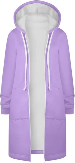 Women's Zip Up Hoodies Oversized Fleece Long Tunic Sweatshirts Casual Long Sleeve 2024 Fall Trendy Jacket Coat