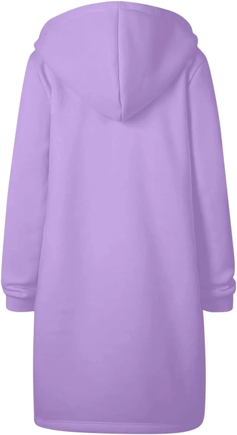 Women's Zip Up Hoodies Oversized Fleece Long Tunic Sweatshirts Casual Long Sleeve 2024 Fall Trendy Jacket Coat