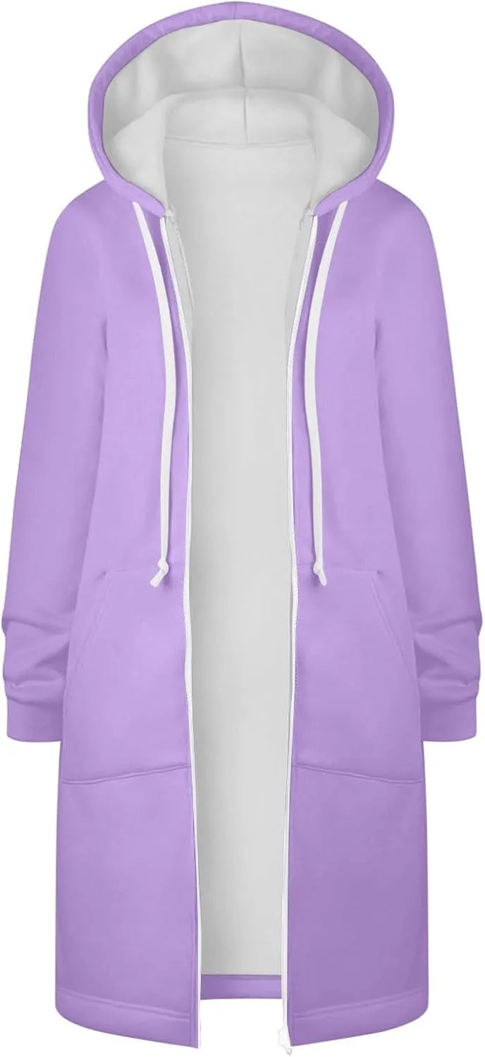 Women's Zip Up Hoodies Oversized Fleece Long Tunic Sweatshirts Casual Long Sleeve 2024 Fall Trendy Jacket Coat