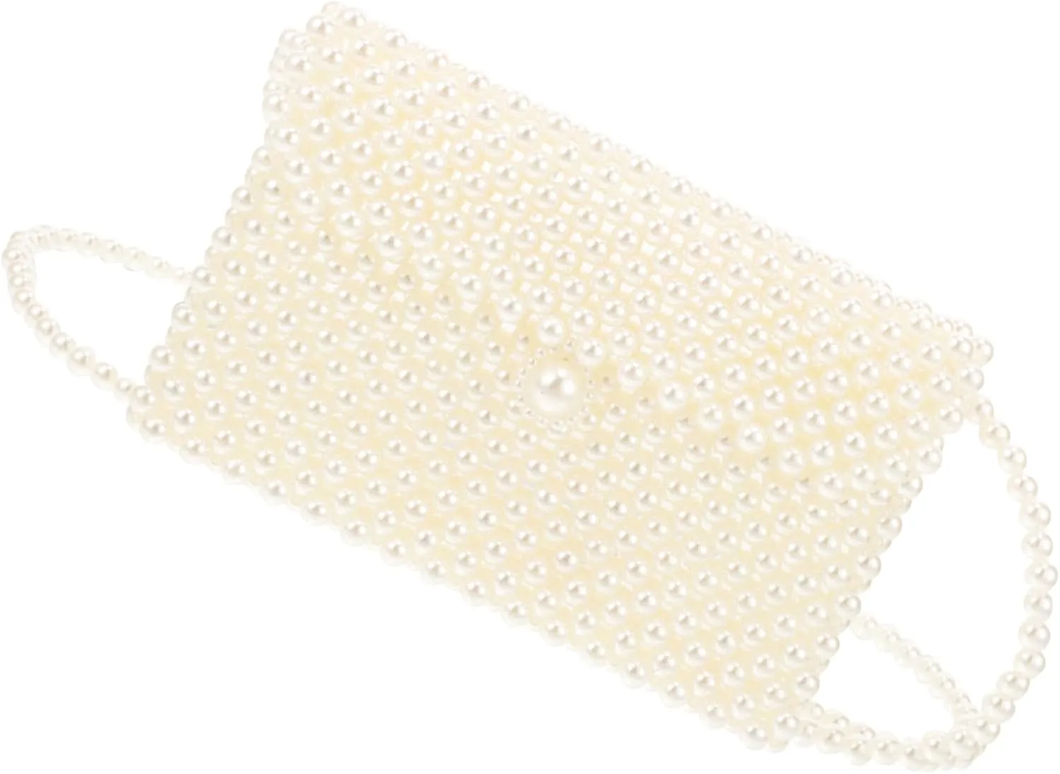 Woven Shoulder Bag Pearls Handmade Evening Handbag Cell Phone Pouch for Women Clutch Purse