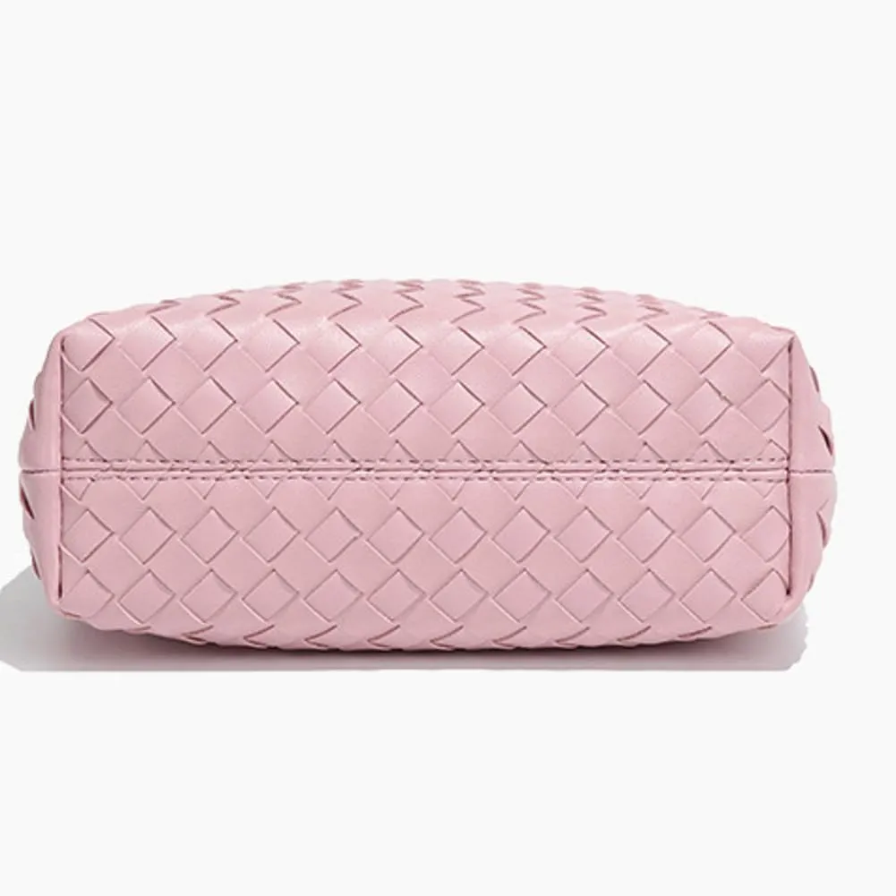 Woven Tote Bag Purse Shoulder Handbag for Women Trendy Woven Crossbody Bag Small Leather Pearl Evening Clutch Handbag Satchel