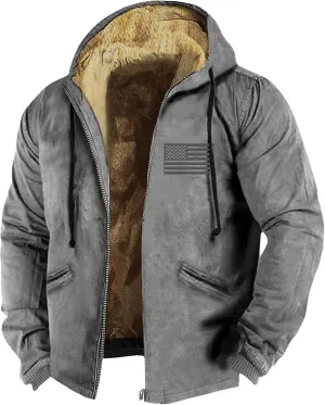 XIAXOGOOL Jackets For Men Hoodie Big And Tall Winter Sherpa Lined Jacket Mens Heavyweight Fleece Warm Trucker Hoodies Coat
