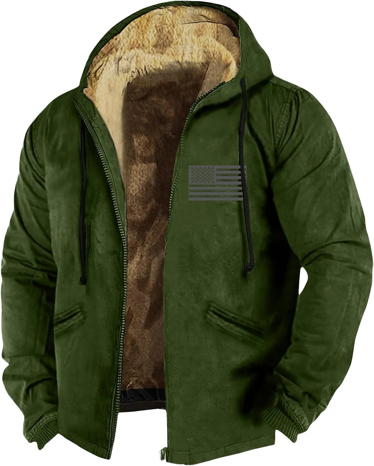 XIAXOGOOL Jackets For Men Hoodie Big And Tall Winter Sherpa Lined Jacket Mens Heavyweight Fleece Warm Trucker Hoodies Coat