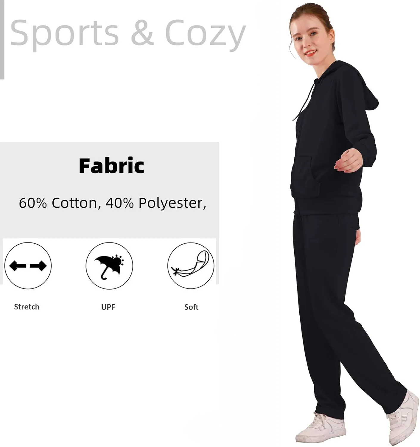 Yasumond Women's Two Piece Outfits Sweatsuit Set Jogging Track Suits Zipper Hoodies & Sweatpants