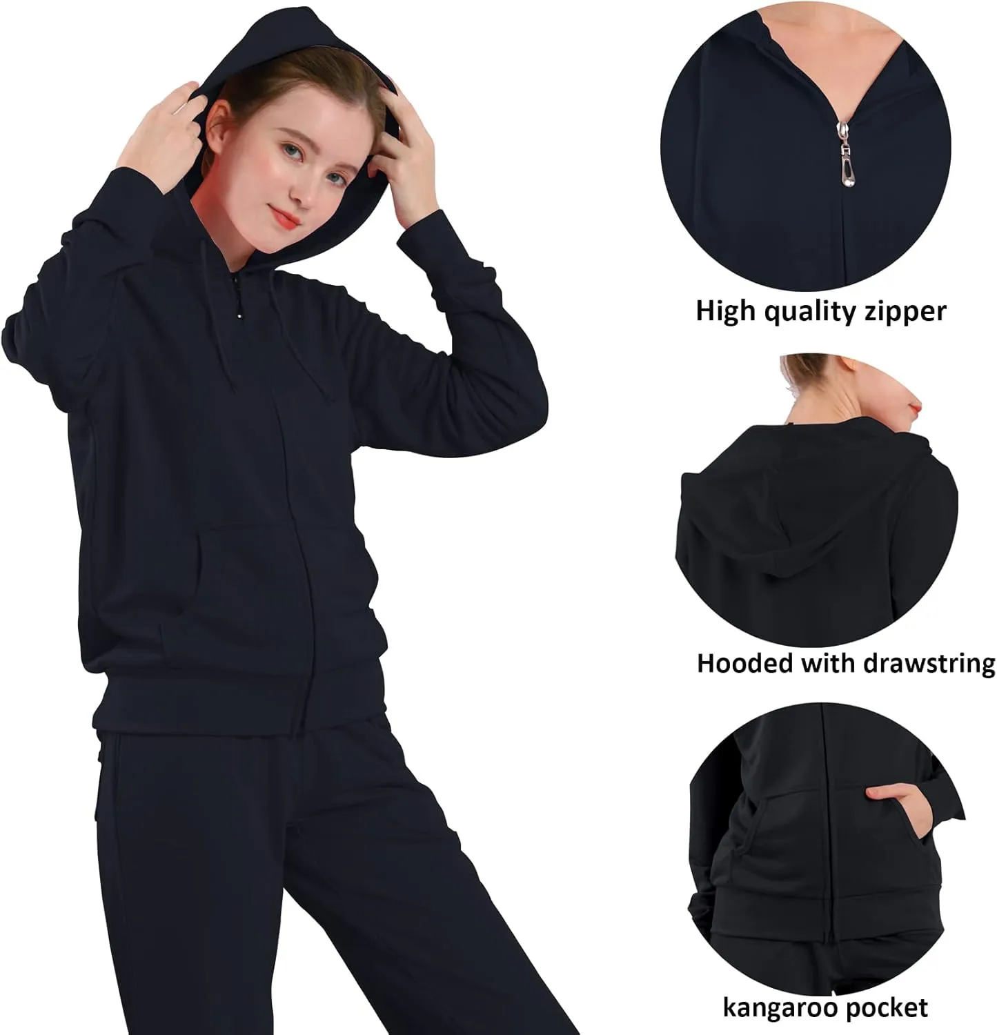 Yasumond Women's Two Piece Outfits Sweatsuit Set Jogging Track Suits Zipper Hoodies & Sweatpants