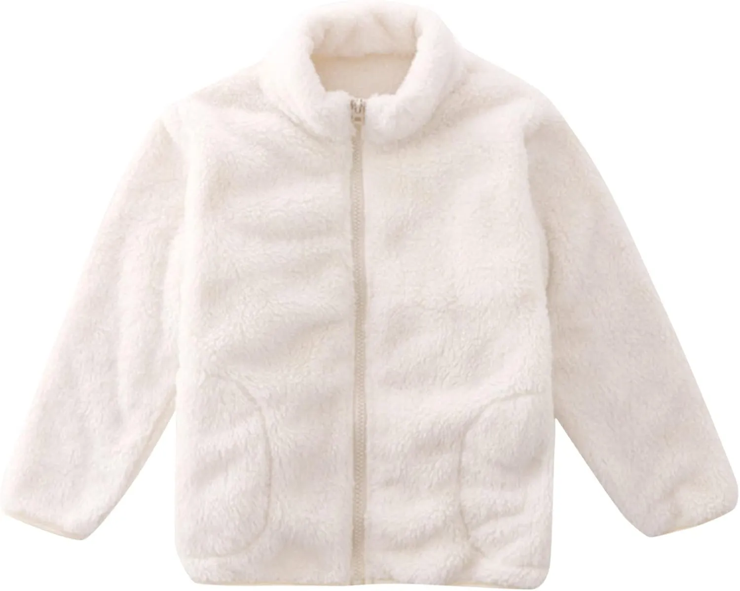 Youth Solid Full-Zip Polar Fleece Jacket for Kids Boy Girl Fuzzy Sherpa Coat Sweatshirt Fall Winter Warm Outwear