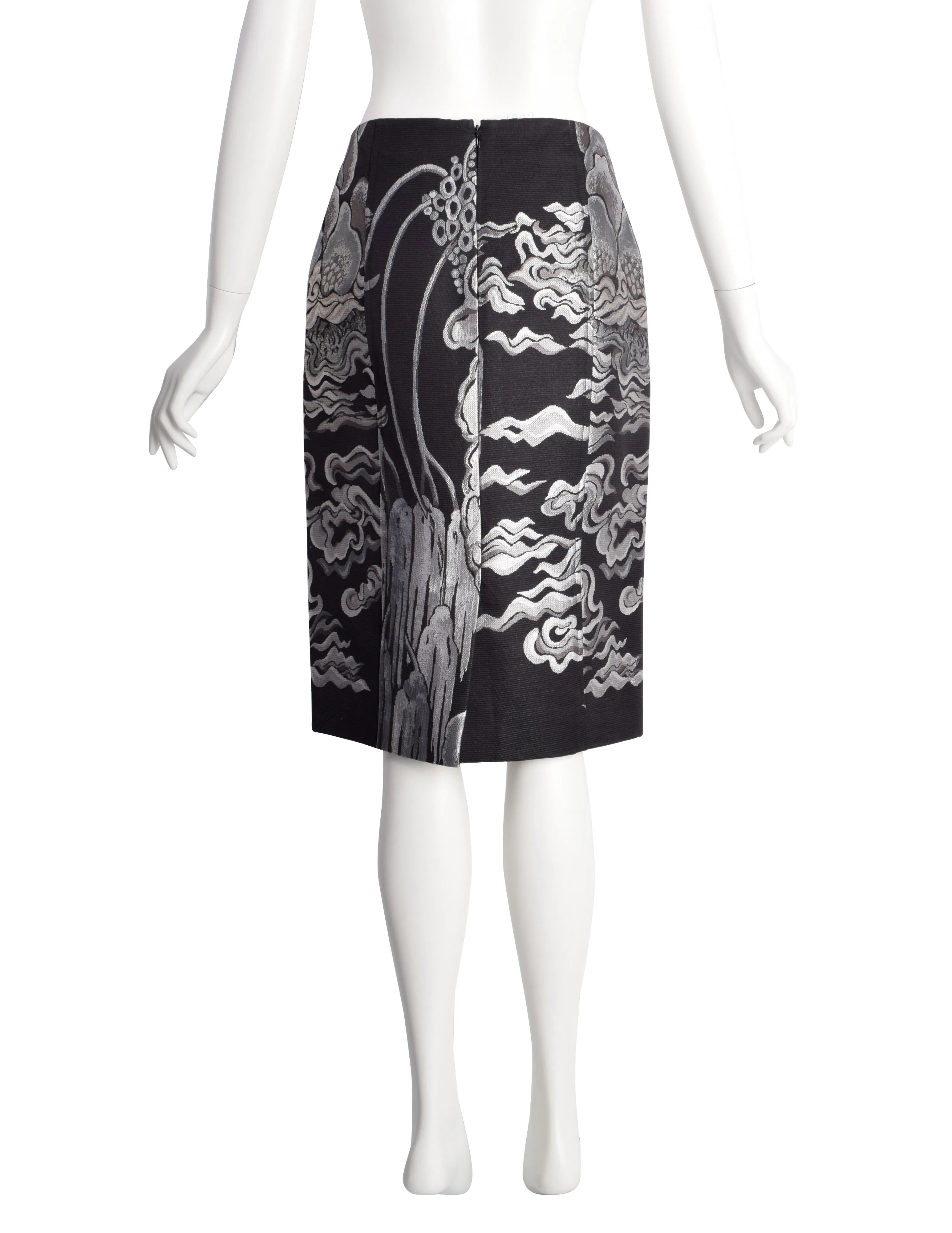 Yves Saint Laurent by Tom Ford Vintage AW2004 Iconic Chinoiserie Scenic Jacquard Skirt