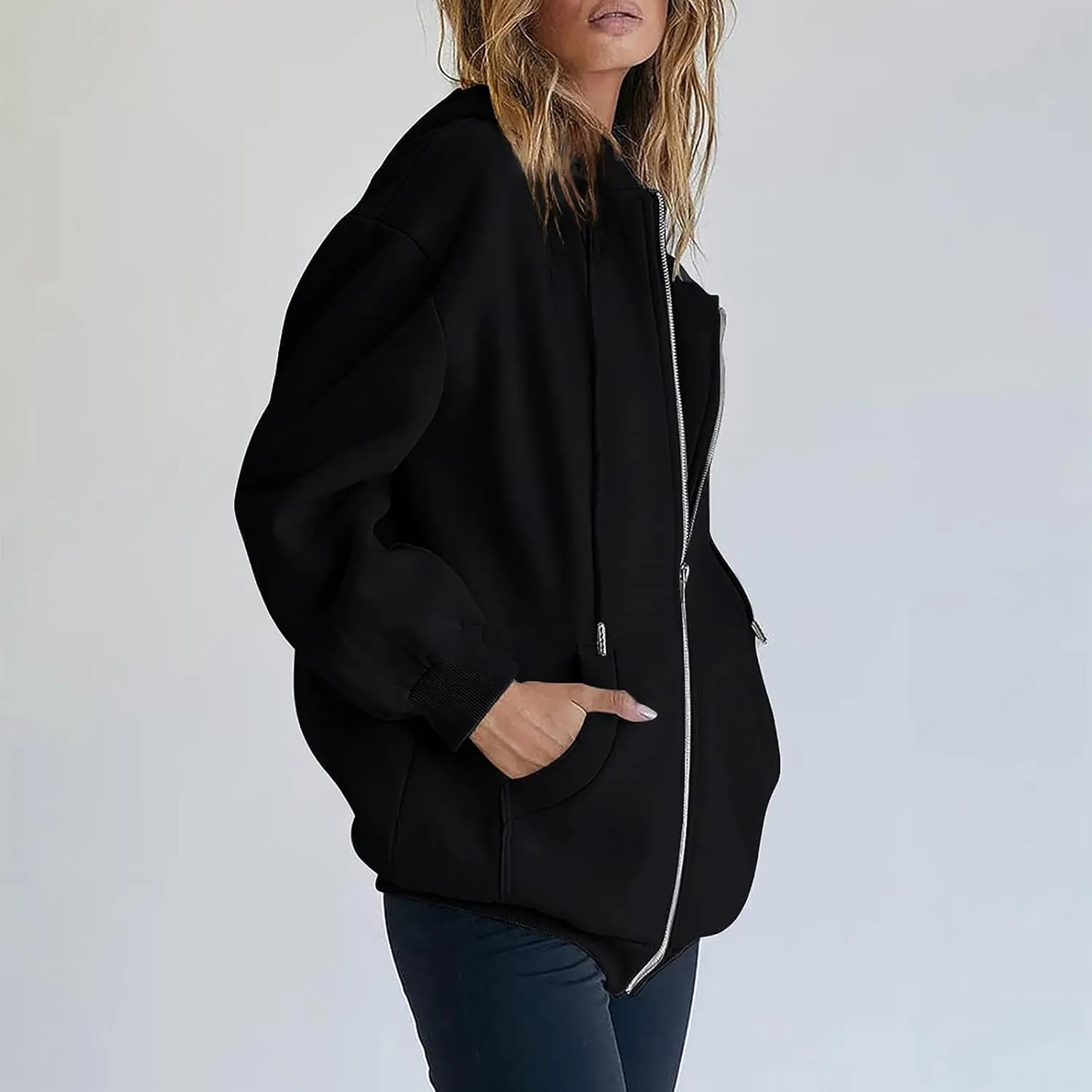 Zip Up Hoodie Women Oversized Y2k Jacket Lightweight Fall Jackets Streetwear Hoodies Long Sleeve Sweatshirts
