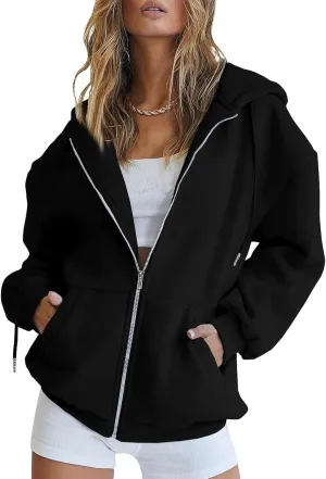 Zip Up Hoodie Women Oversized Y2k Jacket Lightweight Fall Jackets Streetwear Hoodies Long Sleeve Sweatshirts