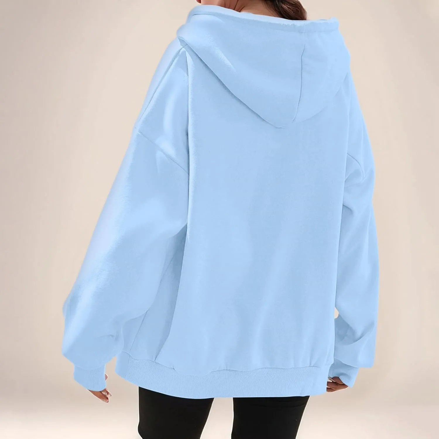 Zip Up Hoodie Women Y2k Oversized Fleece Jacket Workout Drawstring Hooded Sweatshirt with Pockets Winter Clothes