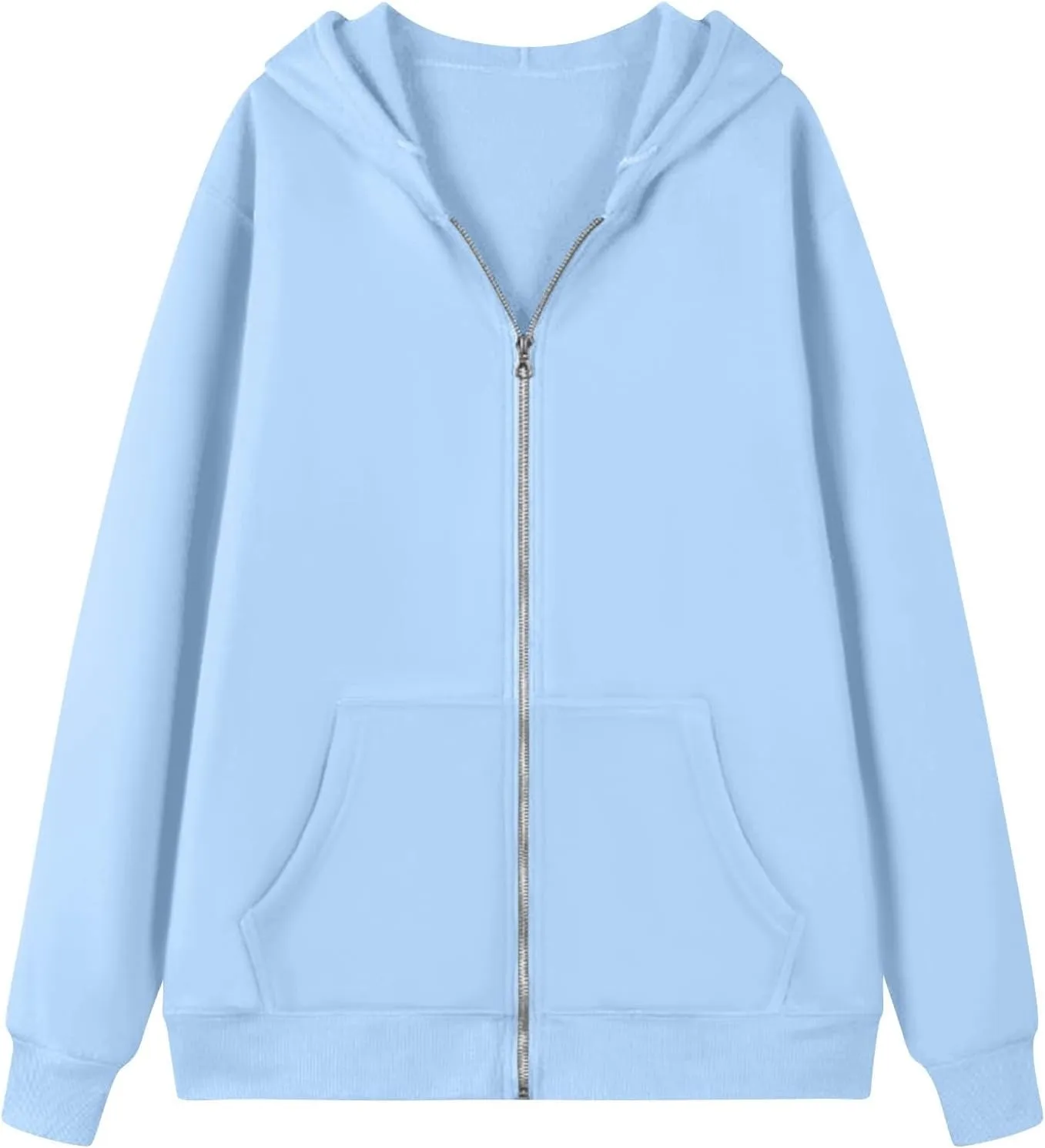 Zip Up Hoodie Women Y2k Oversized Fleece Jacket Workout Drawstring Hooded Sweatshirt with Pockets Winter Clothes