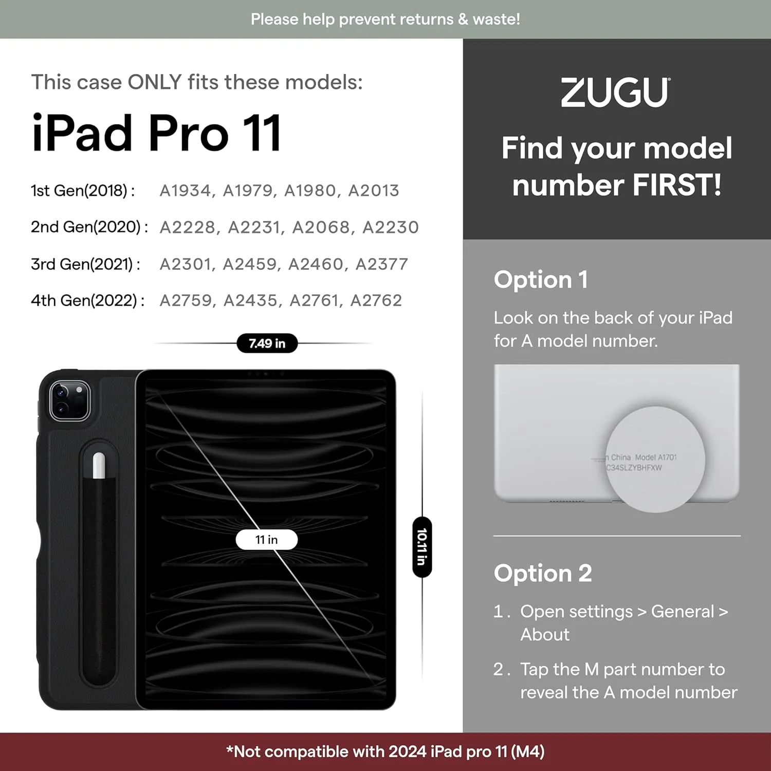 ZUGU Case iPad Pro 11 Inch Case, 1st/2nd/3rd/4th Generation 2018/2020/2021/2022, Slim Protective Cover, Wireless Apple Pencil Charging, Convenient Magnetic Stand. Sleep/Wake Cover, Desert Rose