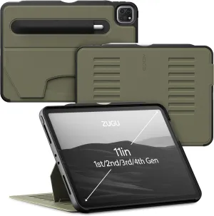 ZUGU Case iPad Pro 11 Inch Case, 1st/2nd/3rd/4th Generation 2018/2020/2021/2022, Slim Protective Cover, Wireless Apple Pencil Charging, Convenient Magnetic Stand. Sleep/Wake Cover, Olive Green