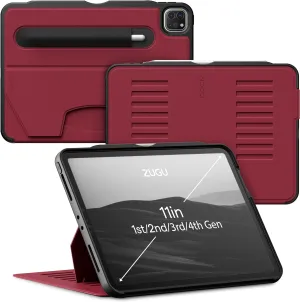 ZUGU Case iPad Pro 11 Inch Case, 1st/2nd/3rd/4th Generation Stand 2018/2020/2021/2022, Slim Protective Cover w/Wireless Apple Pencil Charging, Convenient Magnetic Stand & Sleep/Wake Cover, Cherry Red